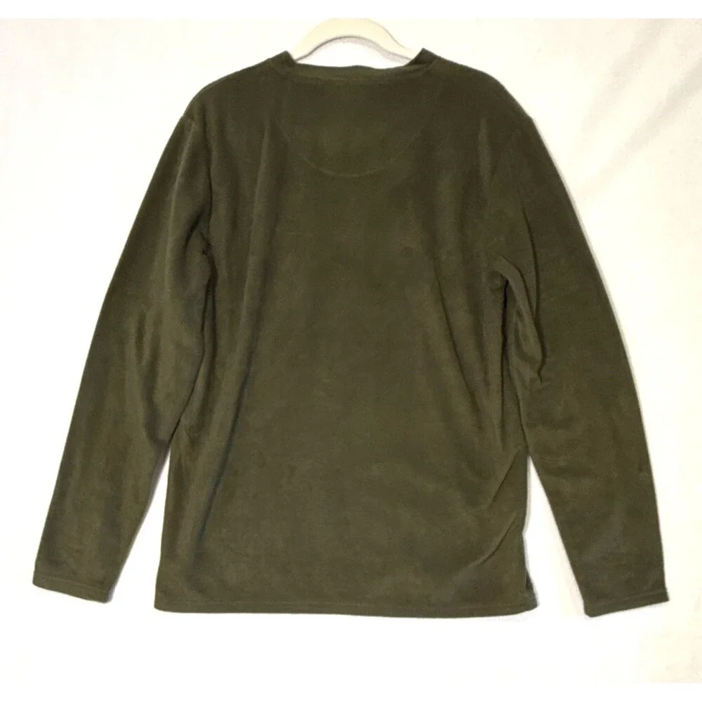 Urban Lounge NWT Men's M Green Fleece V-Neck Pullover Sweater Cozy Casual Rustic